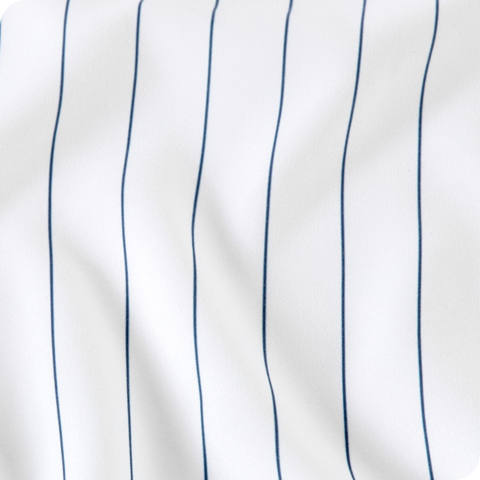 Twin XL 1800 Microfiber Sheet Set, Pinstripe White/Marine