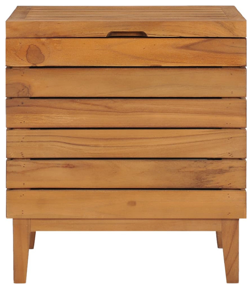 vidaXL Solid Teak Wood Laundry Basket 15.7"x11.8"x17.7" Wooden Clothes Box