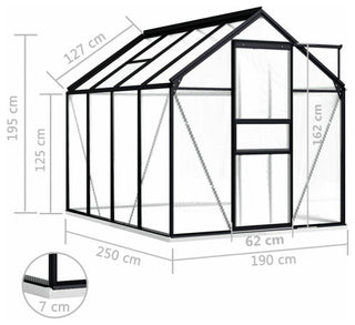 vidaXL Greenhouse Patio Outdoor Grow House with Base Frame Anthracite Aluminum