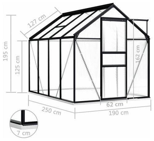 vidaXL Greenhouse Patio Outdoor Grow House with Base Frame Anthracite Aluminum