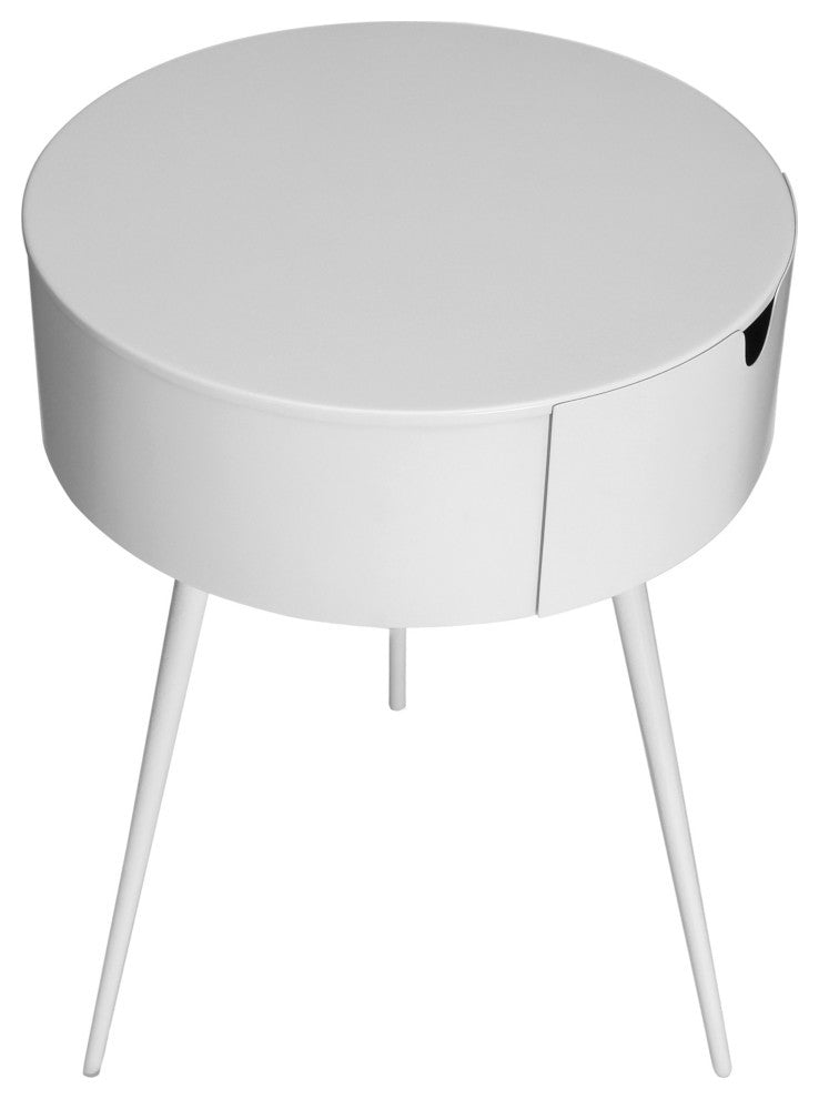 Bali Metal Side Table/Nightstand, White