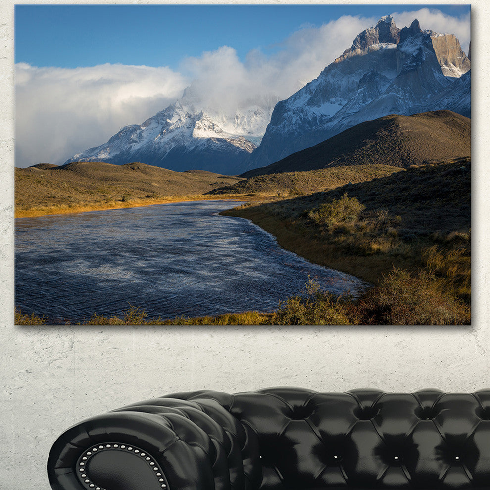 Beautiful View of Torres del Paine, Large Beach Canvas Wall Art, 40"x30"