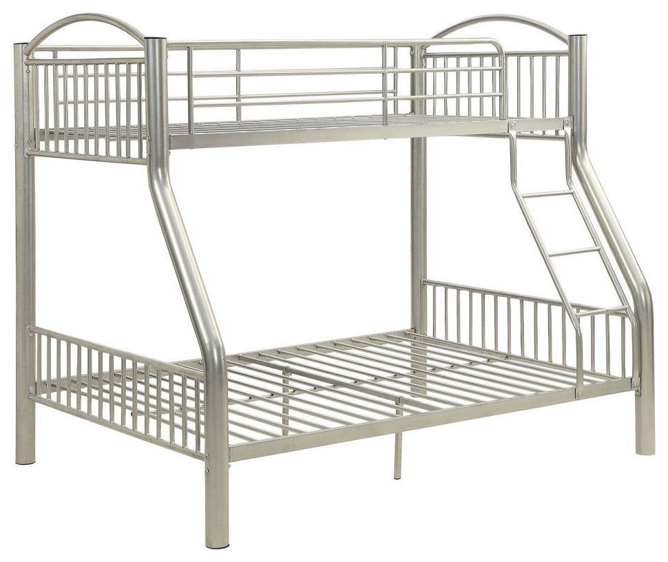Logan Metal Bunk Bed, Silver, Twin/Full