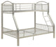 Logan Metal Bunk Bed, Silver, Twin/Full