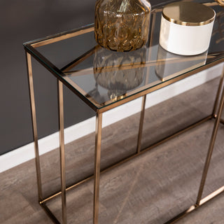 Nicholese Contemporary Glass-Top Console Table, Champagne