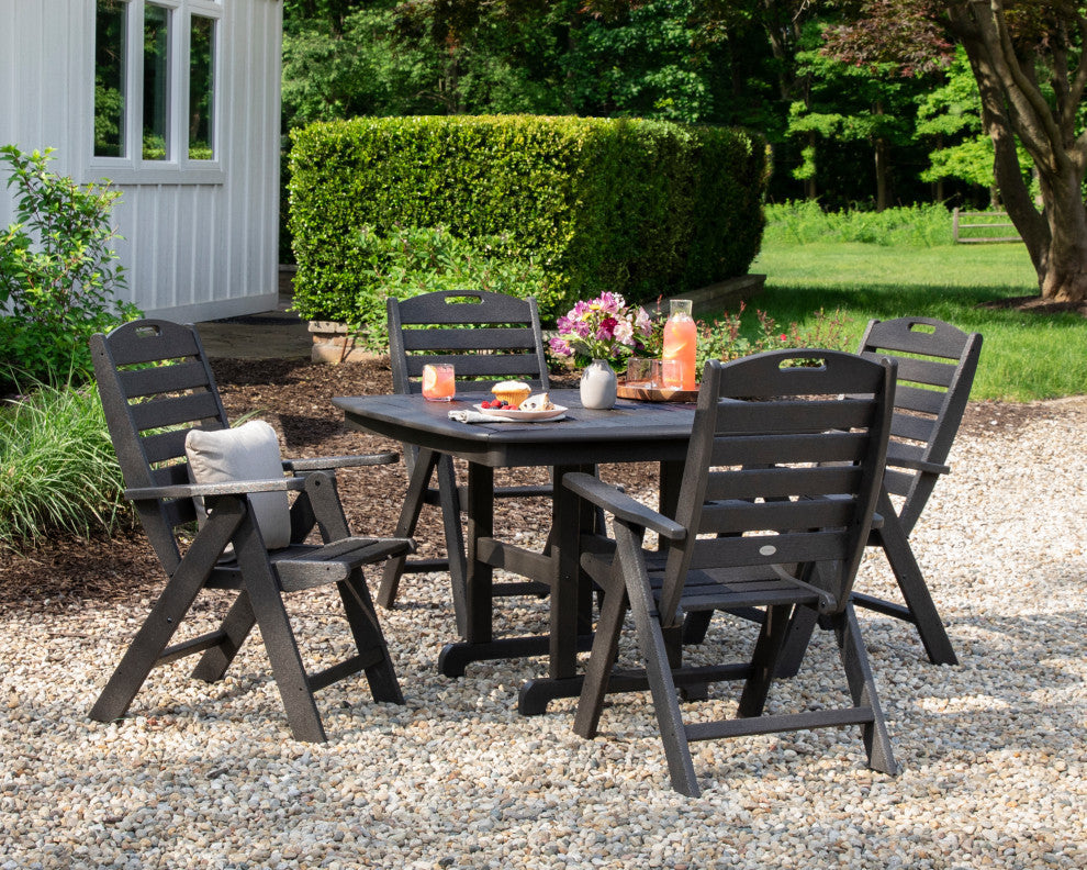 Polywood Nautical 5-Piece Dining Set, White