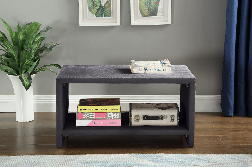 Cleo Velvet Night Stand, Gray