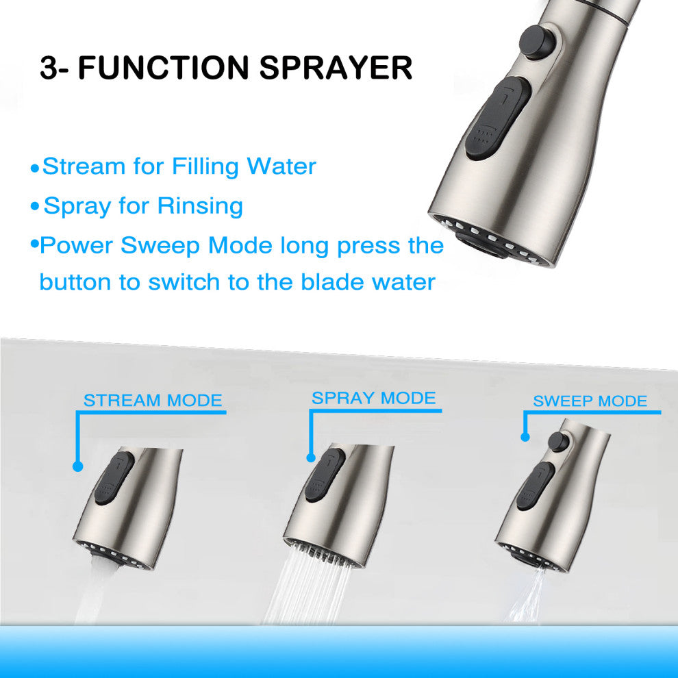 Single Handle Pull Down Kitchen Sink Faucet, Brushed Nickel