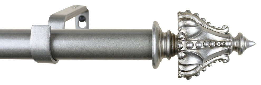 1" Diameter Regale Curtain Rod, 84"-120", Pewter