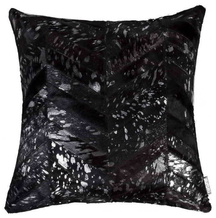 18" X 18" X 5" Black And Silver  Pillow