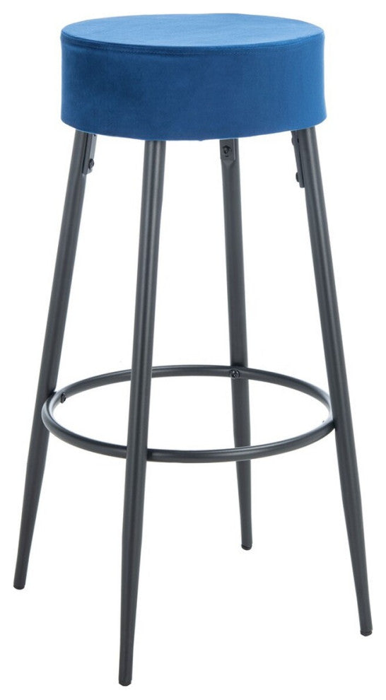 Safavieh Bohden Round Bar Stool, Navy/Black, Navy/Black