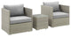 Light Gray Gray Repose 3 Piece Outdoor Patio Sectional Set
