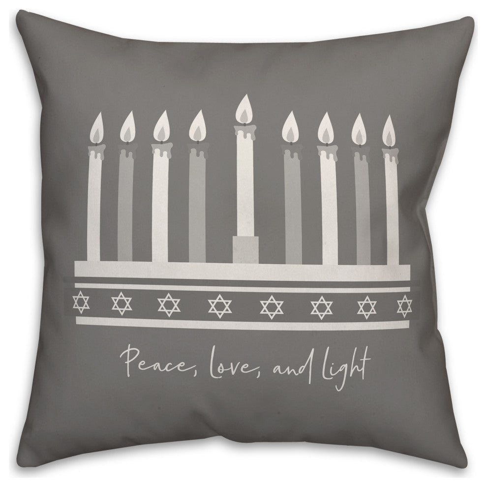 Peace Love Light Menorah 16"x16" Throw Pillow Cover