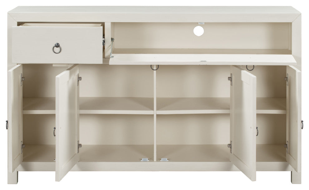 60-inch Wood Sideboard with Drawers and Shelves, White, 60'' X 36''