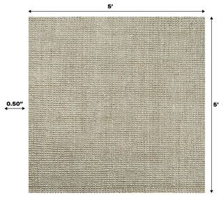 Pata Hand Woven Chunky Jute Gray 5' Square Area Rug