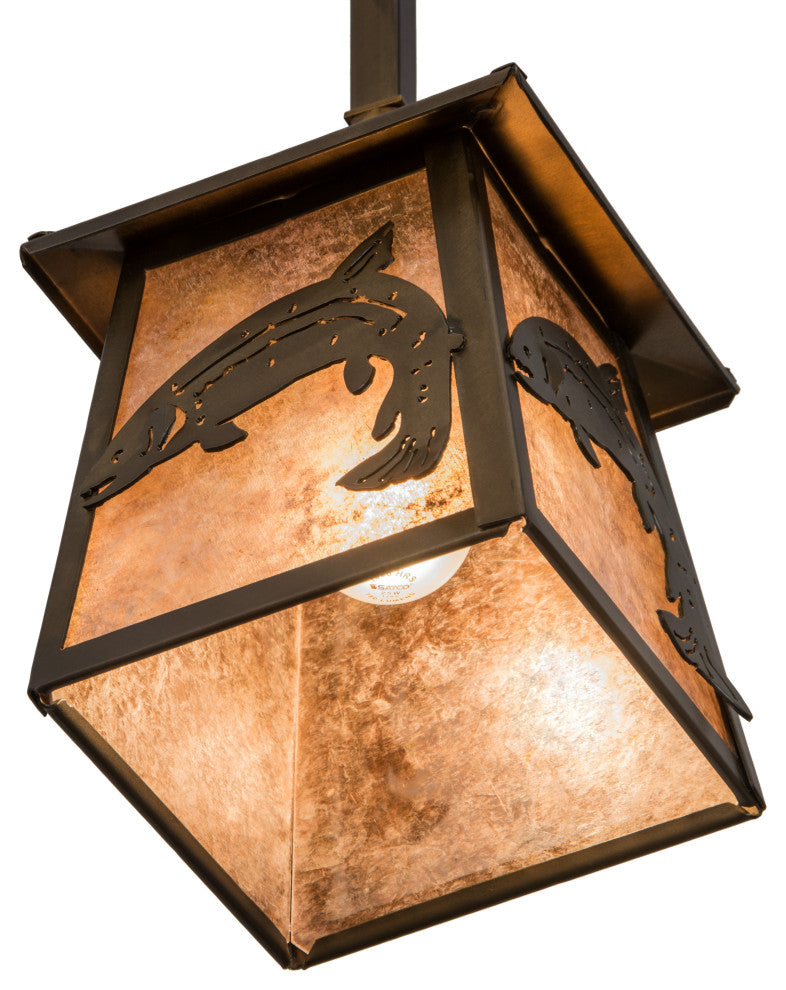 7 Square Leaping Trout Mini Pendant