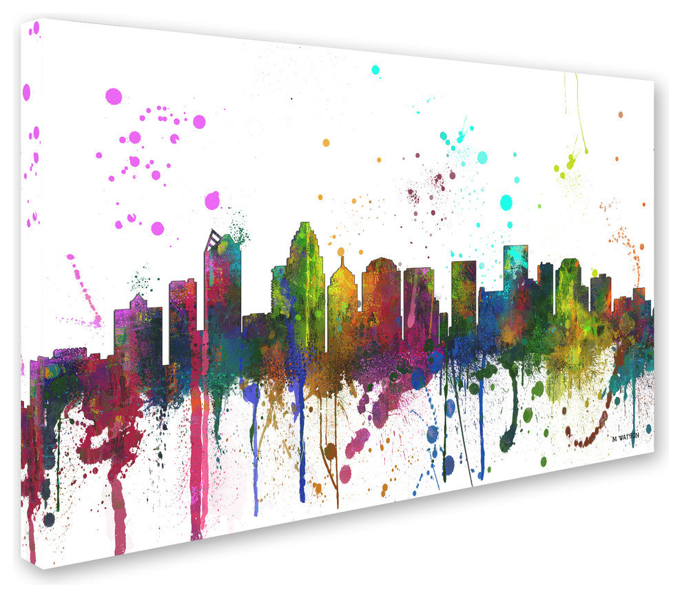 Marlene Watson 'Charlotte NC Skyline Mclr-1' Canvas Art, 12"x19"
