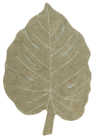 Monstera Olive Machine Washable Kids Area Rug, 4'x5'11"