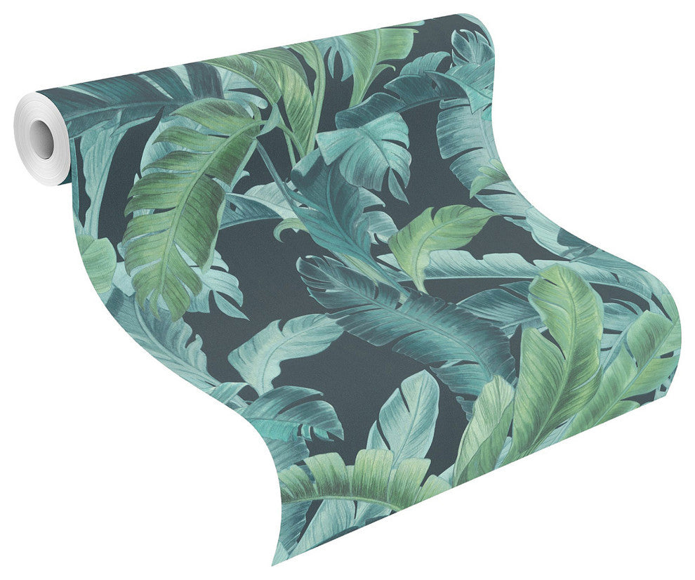 Orissa Dark Blue Palm Frond Wallpaper Bolt