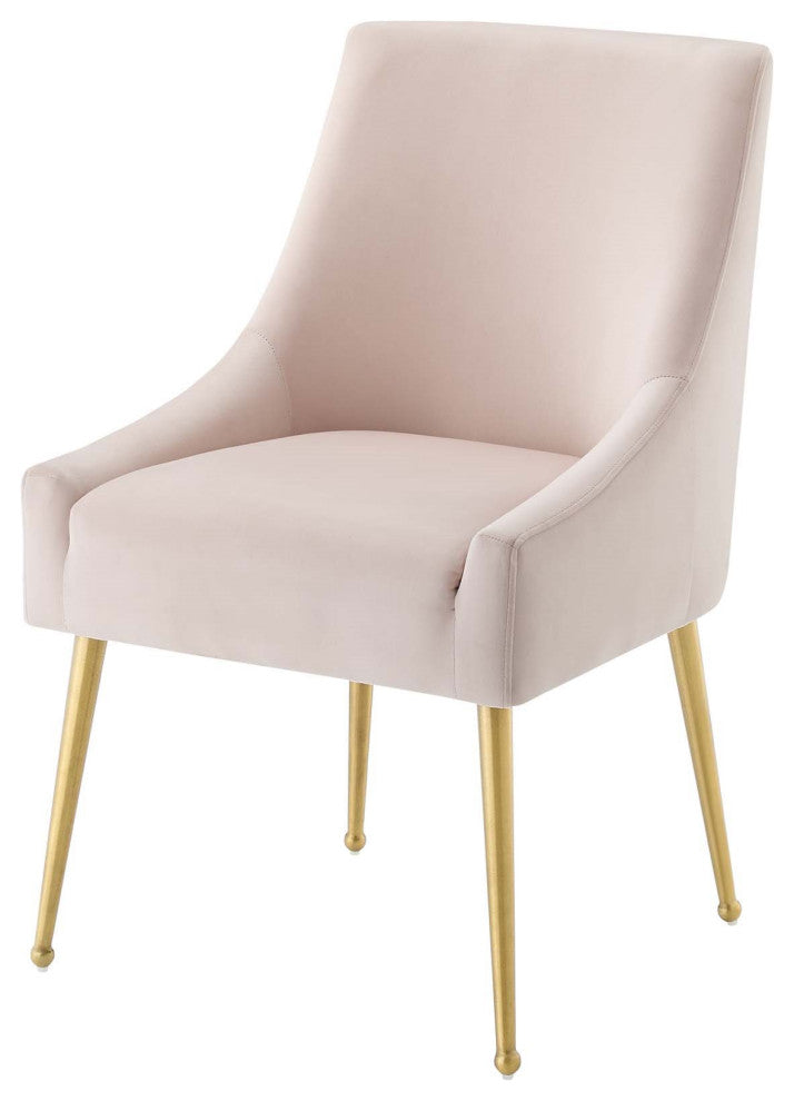 Side Dining Chair, Set of 2, Velvet, Metal, Pink, Modern, Cafe Bistro Restaurant