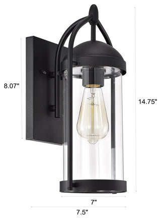 Hollis Transitional 1 Light Textured Black Outdoor Wall Sconce 15" Height