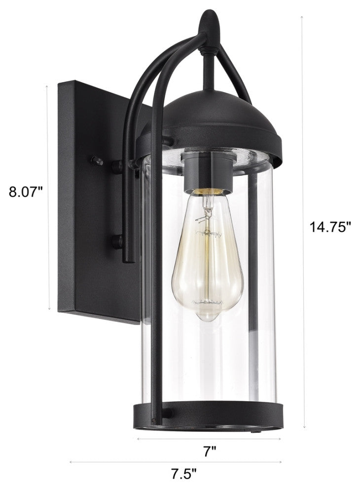 Hollis Transitional 1 Light Textured Black Outdoor Wall Sconce 15" Height