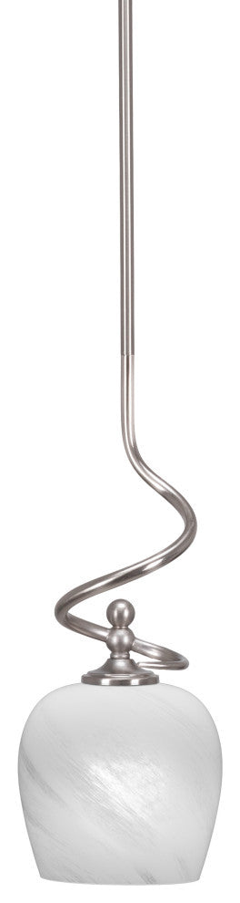 Capri Stem Mini Pendant In Brushed Nickel Finish With 6" White Marble Glass