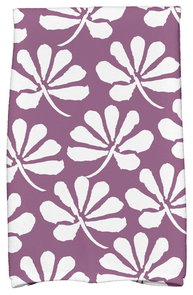 18x30", Ingrid Floral Print Hand Towels, Purple