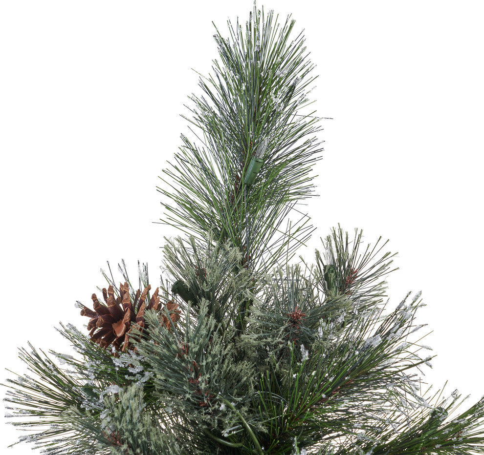 7.5' Pine and Mixed Spruce Artificial Christmas Tree, Pre-Lit Clear