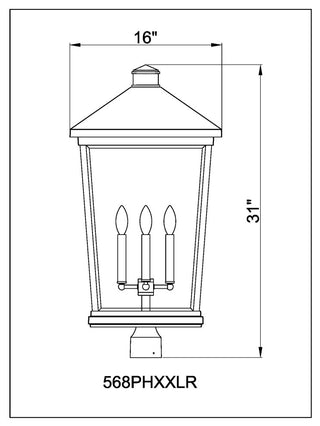 Z-Lite 4 Light Outdoor Post Mount Fixture, Black, 568PHXXLR-BK