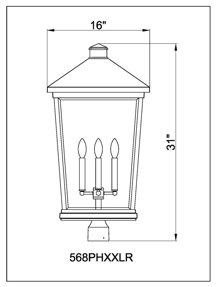 Z-Lite 4 Light Outdoor Post Mount Fixture, Black, 568PHXXLR-BK