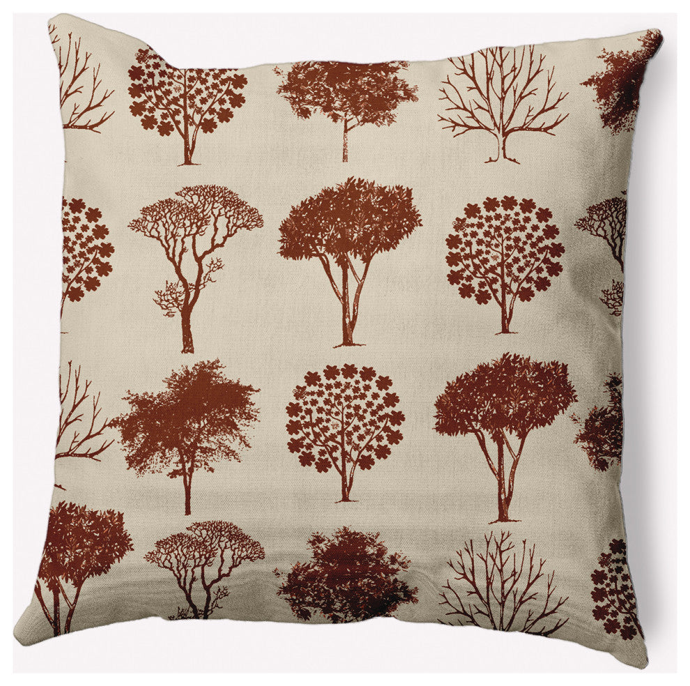 20" x 20" Field of Trees Indoor/Outdoor Polyester Throw Pillow, Oak