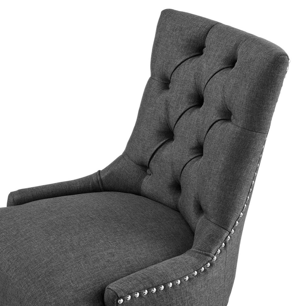 Computer Work Desk Tufted Chair, Fabric, Black Gray, Home Business Office