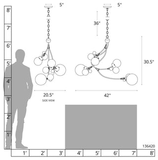 Sprig Pendant, Soft Gold Finish, Water Glass