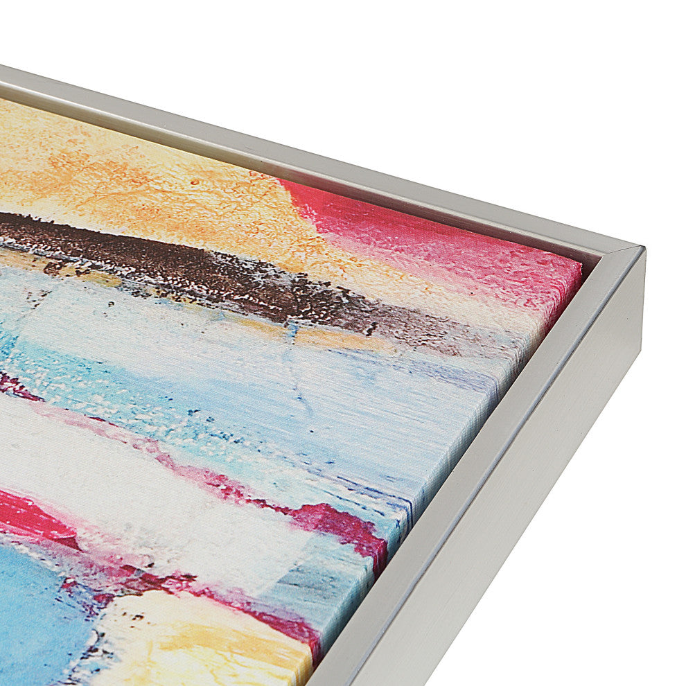 Rainy Forest Abstract Wall Art 24x32 With Silver Frame, Multi Color
