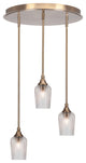 Empire 3-Light Cluster Pendalier, New Age Brass/Clear Textured