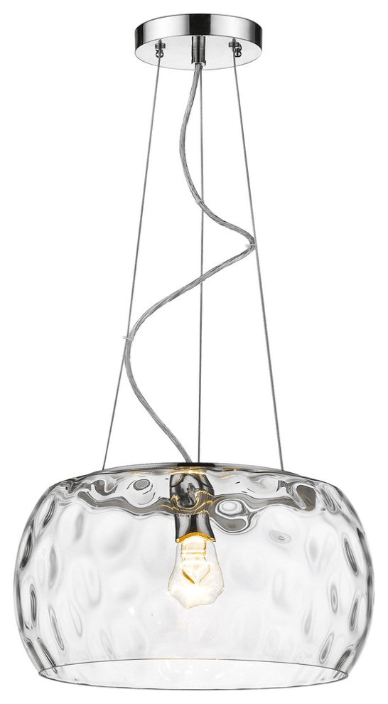 Mystere 1-Light Polished Chrome Pendant With Dimpled Glass Shade