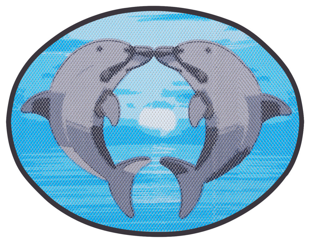 Dolphin PVC Bathroom Mat, Light Blue, 19" x 26", Covers 3.4 sq ft