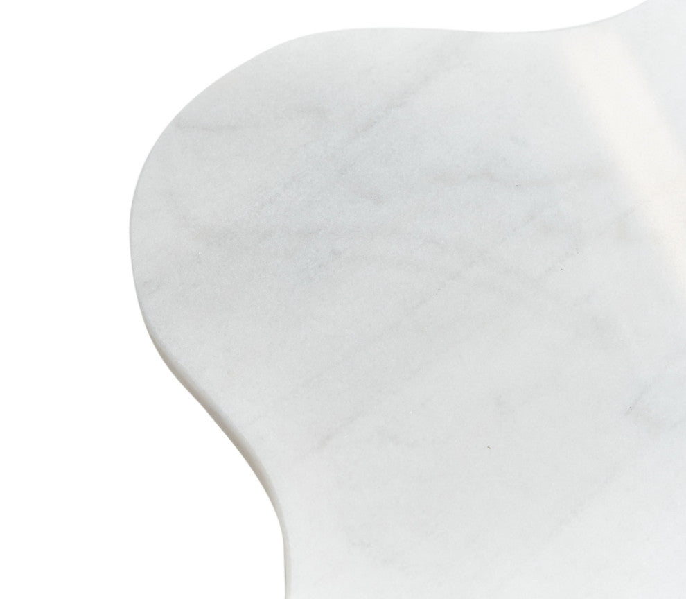 Modrest Aleidy White Marble, Black Metal End Table