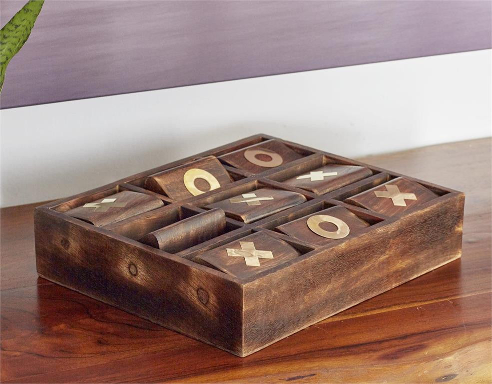 Dark Brown Mango Wood Traditional Game Set