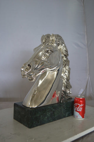 Horse Bust  Silver Finished Statue -  Size: 16"L x 7"W x 20"H.