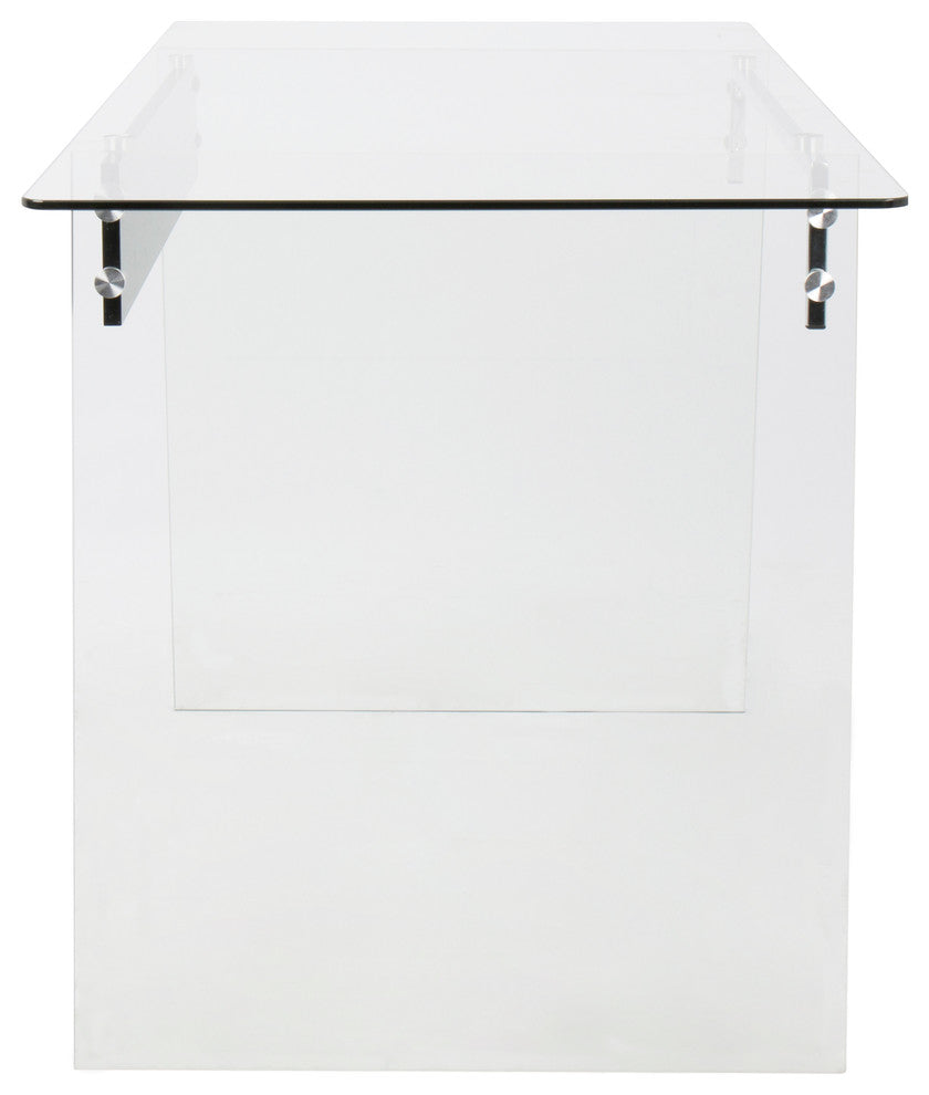 Glacier Contemporary Office Desk in Clear and Black