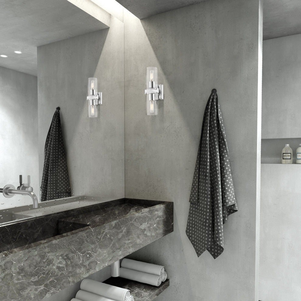 Clarion 2 Light Polished Chrome Vanity Sconce