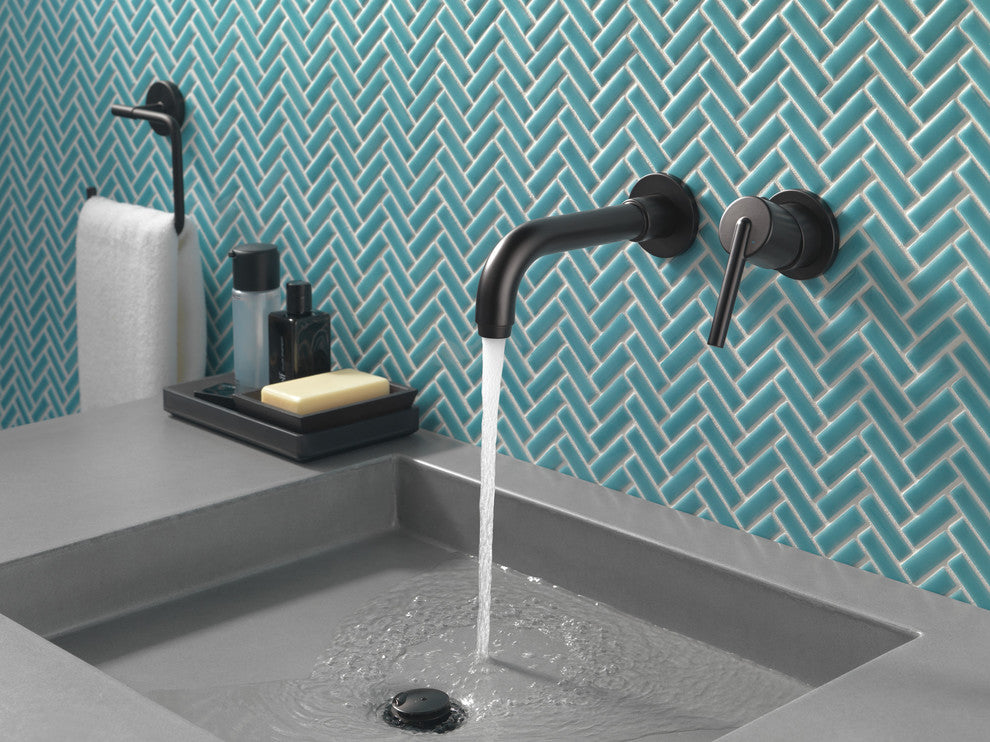 Delta Trinsic Single Handle Wall Mount Faucet Trim, Matte Black, T3559LF-BLWL