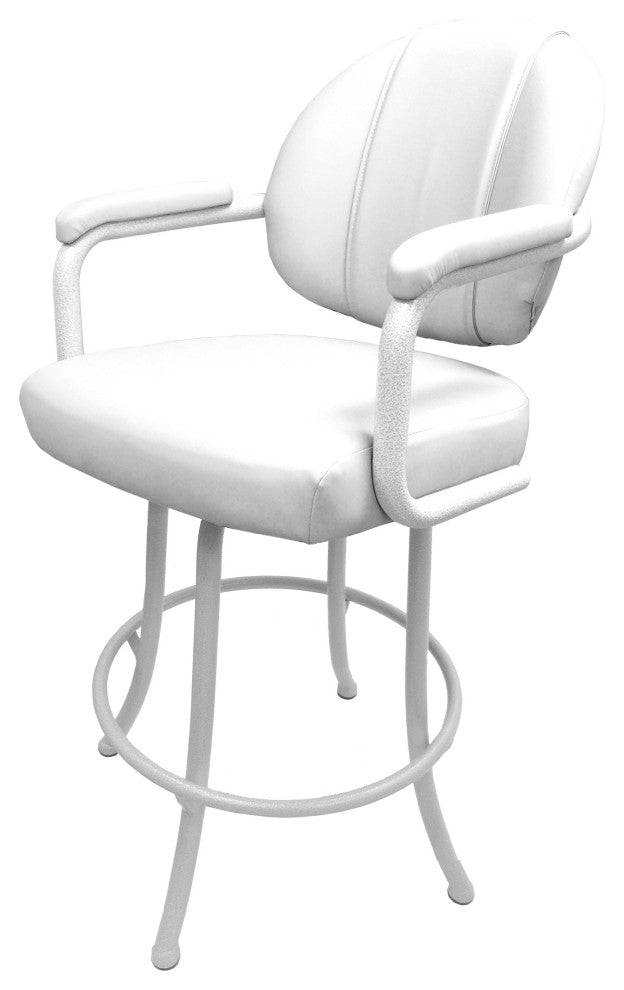 Swivel Counter Metal Pub Set - M-70 Stools 26" or 30", White Vinyl - White, 26", Crackle Glass