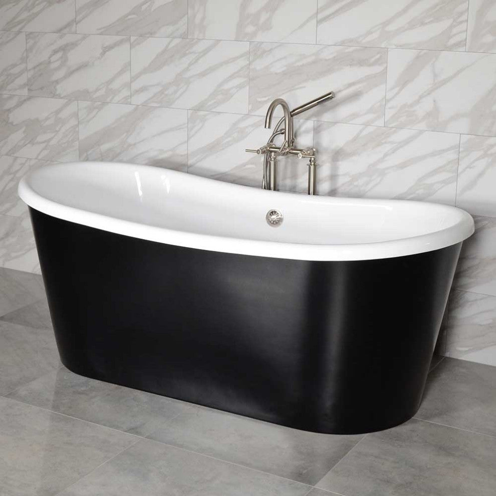 Sansiro Sorrentino-BLKSK73'' 73" Acrylic French Bateau Skirted Tub Black