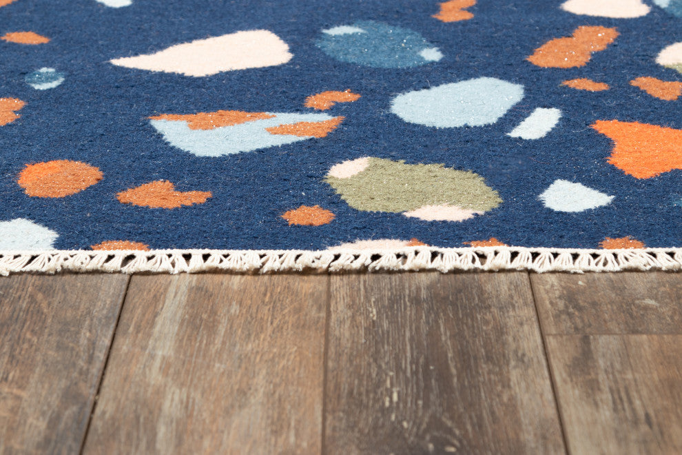 Novogratz Jem Terri Hand Woven Wool Area Rug, Navy, 7'9"x9'9"