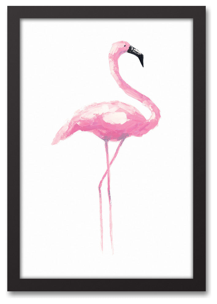 Painted Pink Flamingo 12x18 Black Framed Canvas