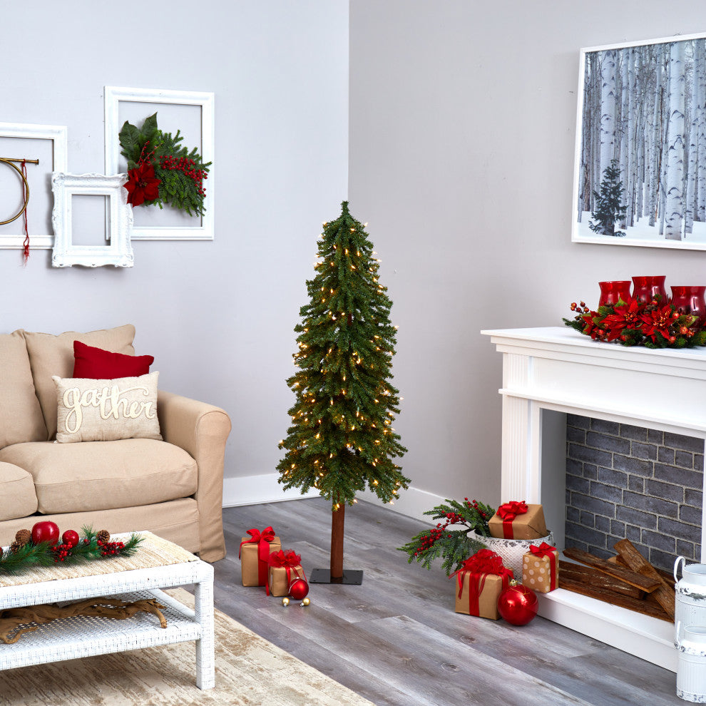 Nearly Natural 5ï¿½ Grand Alpine Artificial Christmas Tree with 200 Clear Lights