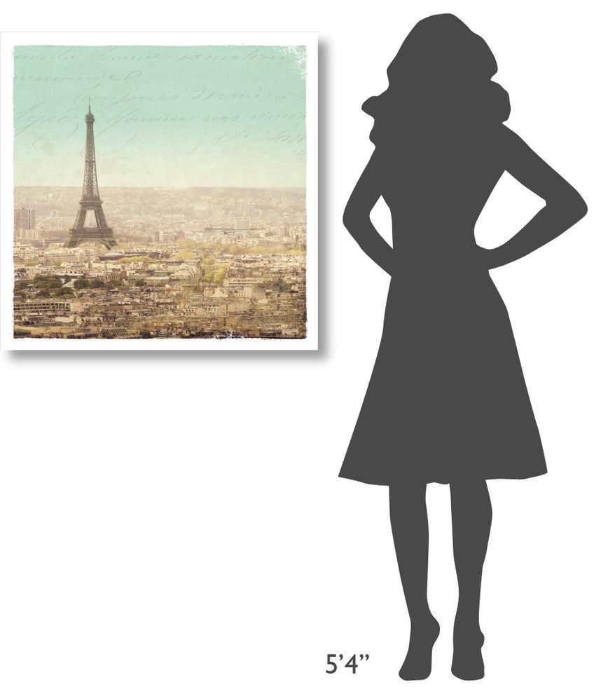 "Eiffel Landscape Letter Blue II" Digital Paper Print by Sue Schlabach, 32"x32"